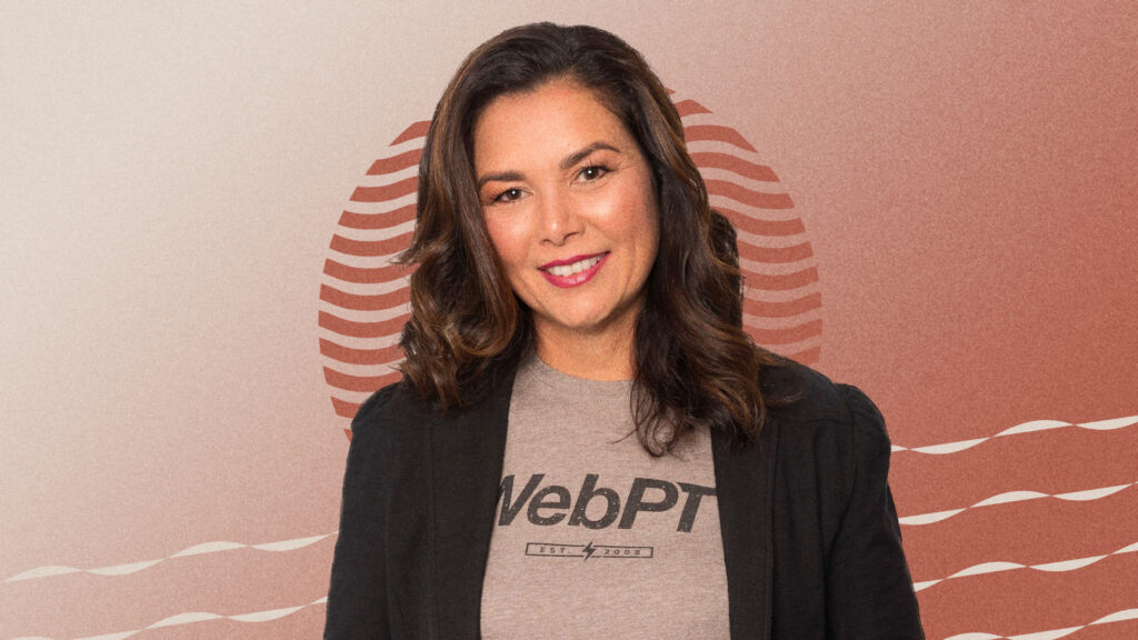 Professional headshot of Heidi Jannenga in front of a stylized orange background